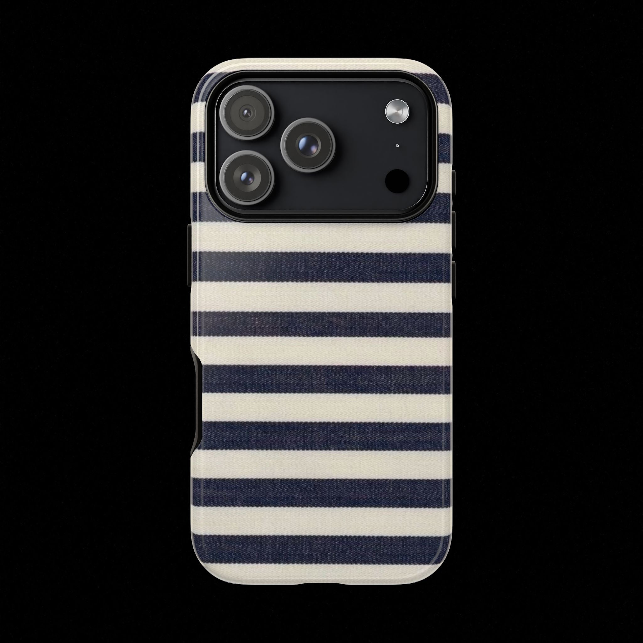 Navy Striped Tough Phone Case — Durable Protective iPhone Cover
