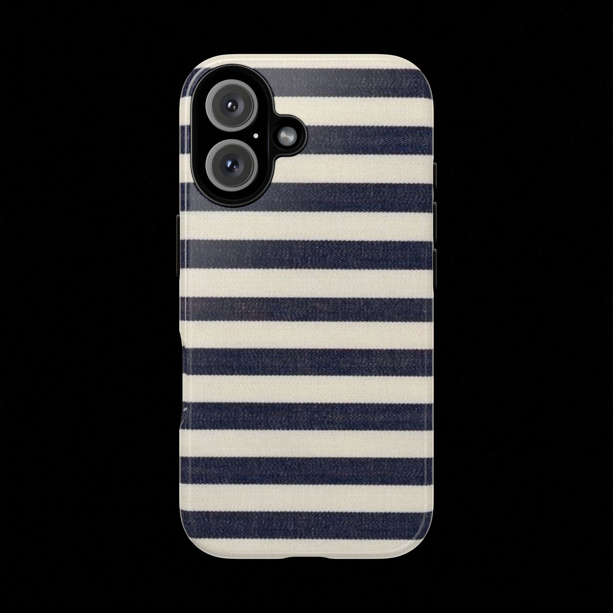 Navy Striped Tough Phone Case — Durable Protective iPhone Cover