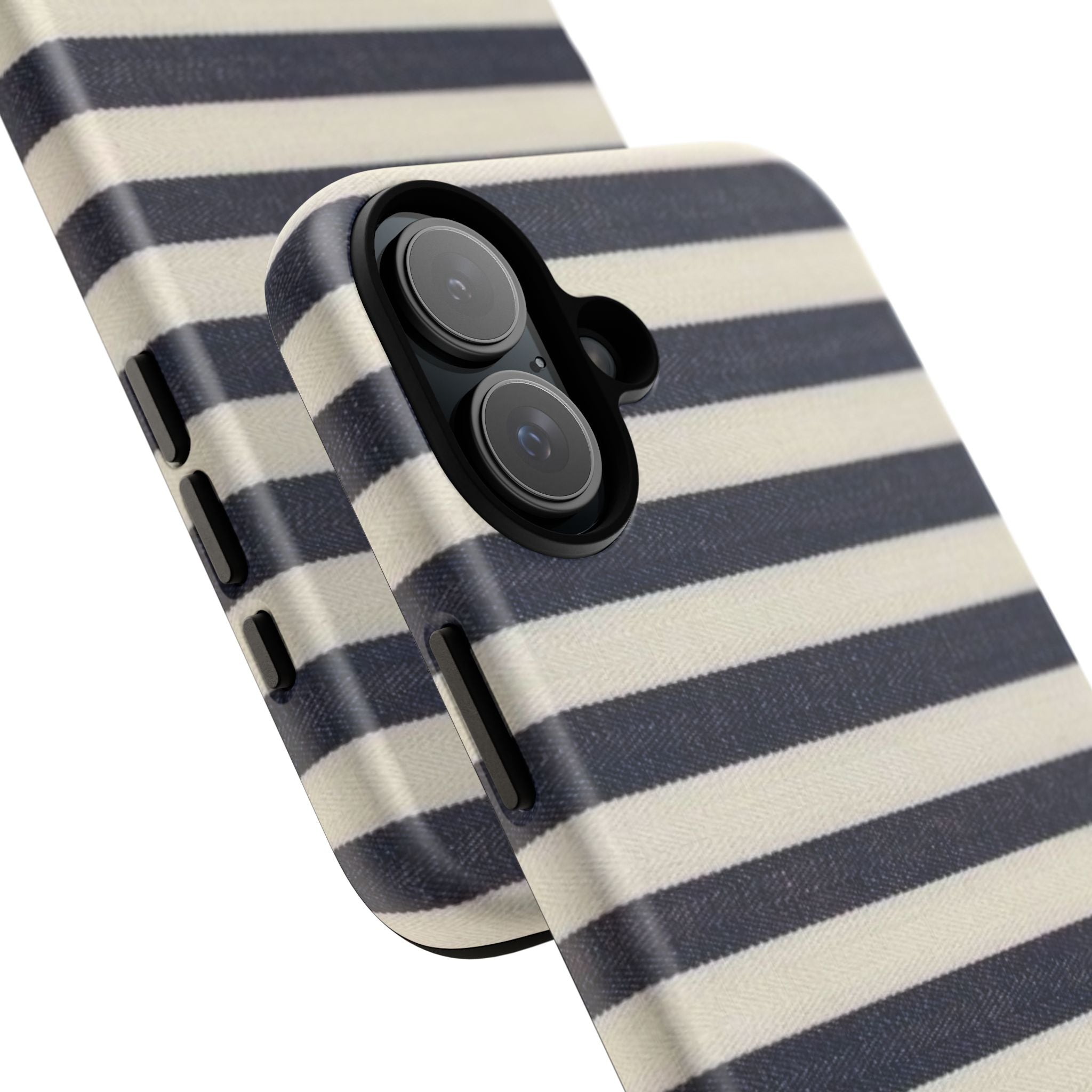 Navy Striped Tough Phone Case — Durable Protective iPhone Cover