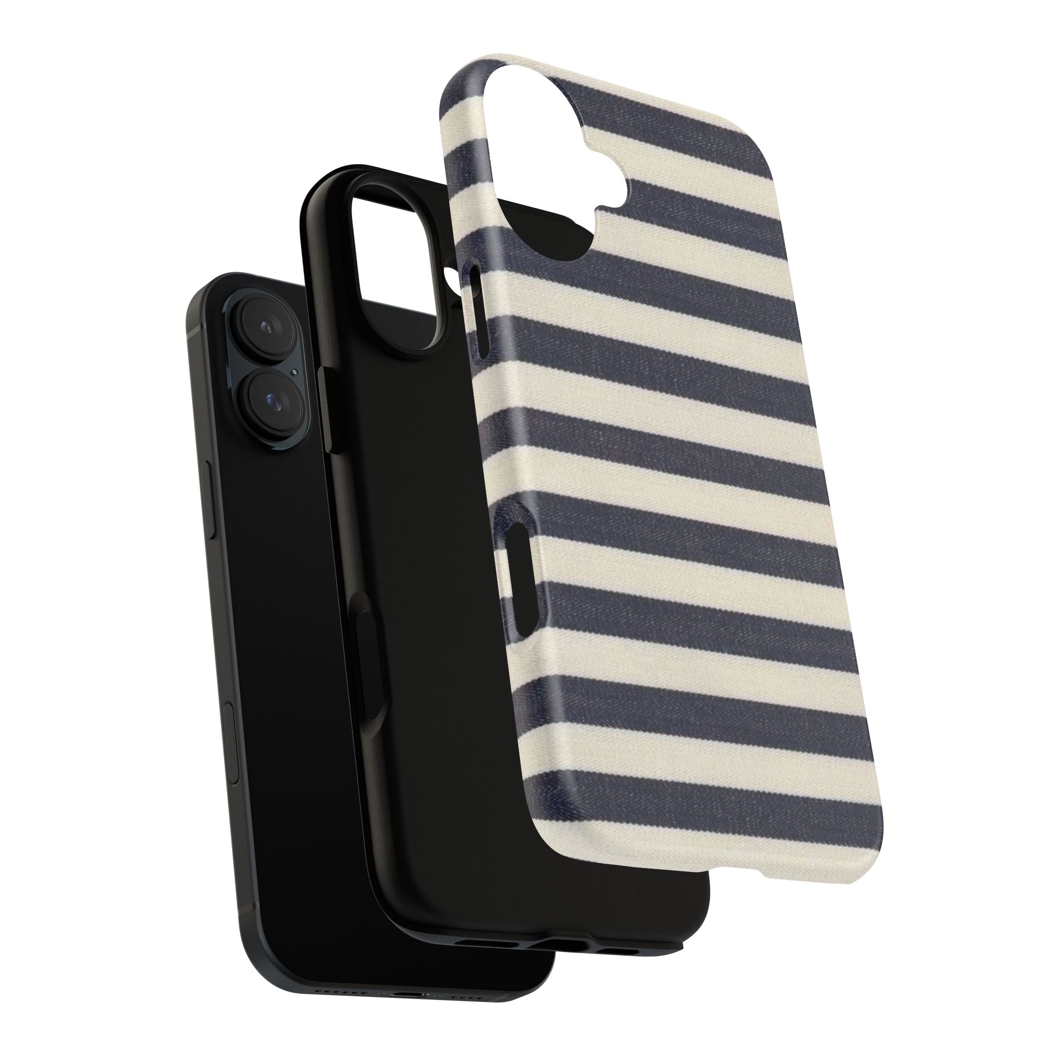 Navy Striped Tough Phone Case — Durable Protective iPhone Cover